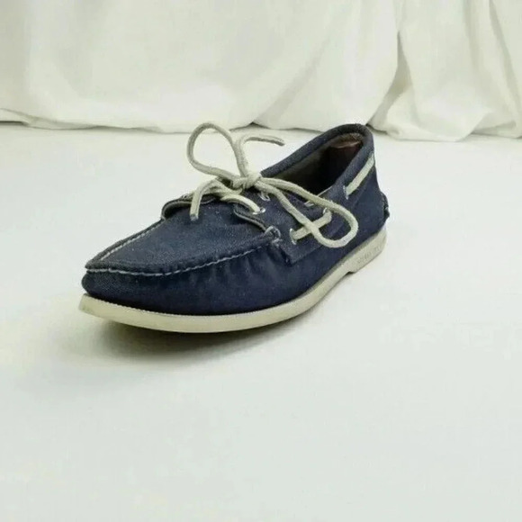 Sperry Top-Sider 11M Men's Blue Denim Sailboat & Embossed Heel Logo Boat Shoes - Picture 1 of 12